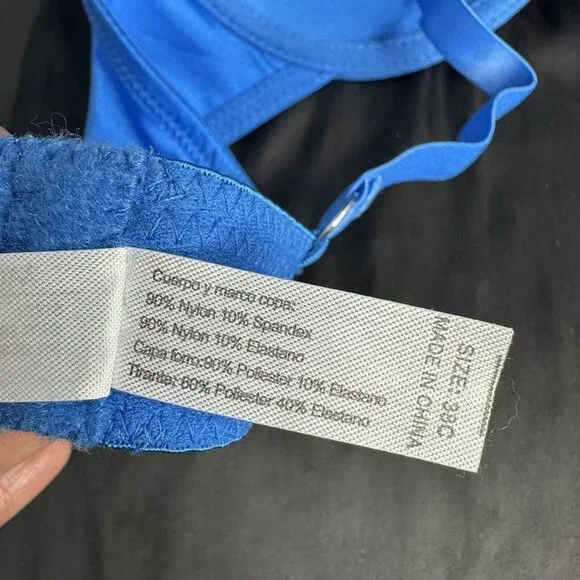 Mopas Intimates Blue Bra Rhinestone Straps Adjustable Straps Underwire - Picture 11 of 11